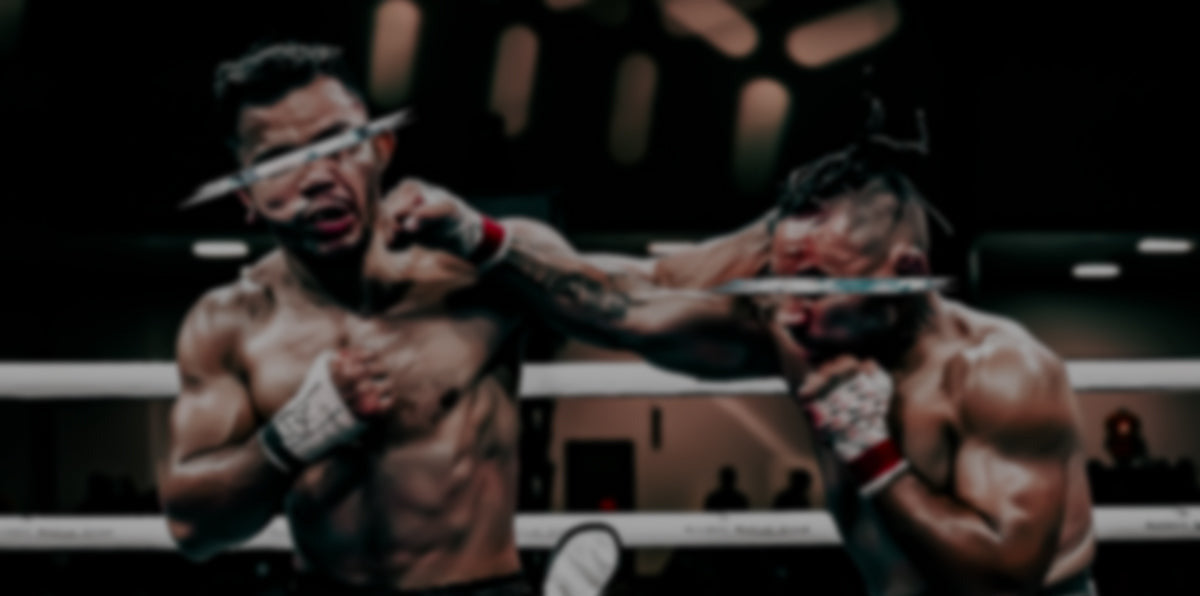 Two boxers in a boxing ring with one boxer delivering a punch.